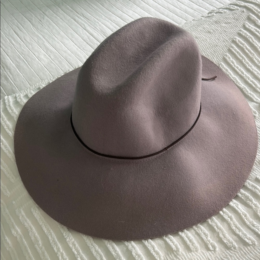 Gray Wide-Brim Fedora Hat with Black Band